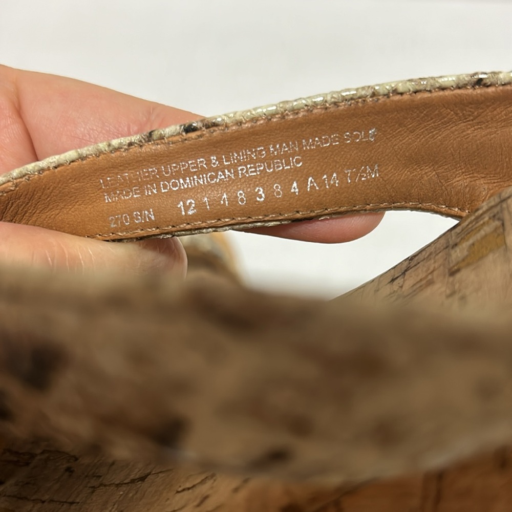 Tory Burch Suzy Sandals Snakeskin Cork Platform Wedge Leather - Size 7.5 - Picture 10 of 11